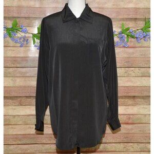 Vintage 80s Christie & Jill Black Size S Long Sleeve Button Up Blouse Classic